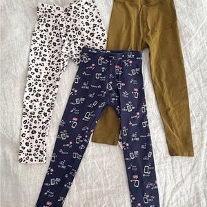 Zara girls Leggings lot - Leopard, Navy, Olive size 6